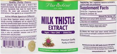 Milk Thistle Extract label