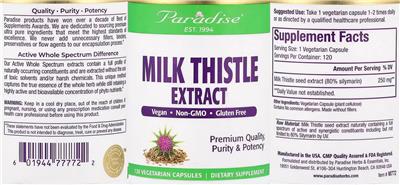 Milk Thistle Extract label