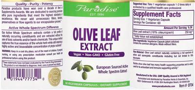 Olive Leaf Extract label