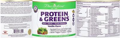 Protein & Greens Vanilla Flavor label