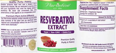 Resveratrol Extract label