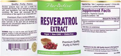 Resveratrol Extract label