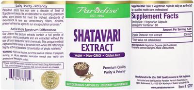 Shatavari Extract label