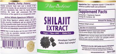 Shilajit Extract label