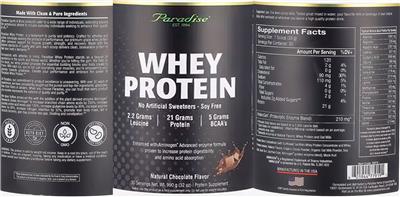 Whey Protein Natural Chocolate Flavor label