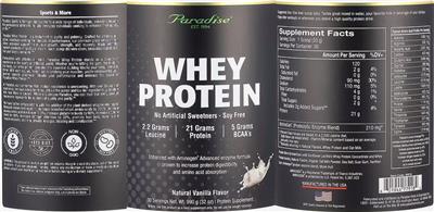 Whey Protein Natural Vanilla Flavor label