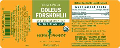 Coleus Forskohlii label