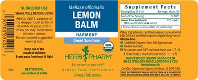 Lemon Balm label