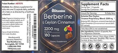 Berberine & Ceylon Cinnamon 2200 mg label