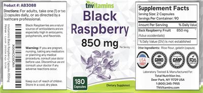 Black Raspberry 850 mg label