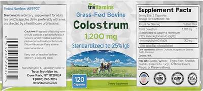 Colostrum 1,200 mg label