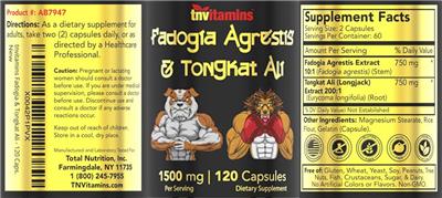 Fadogia agrestis & Tongkat Ali label