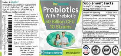 Probiotics with Prebiotic 50 Billion CFU 10 Strains label