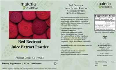 Red Beetroot Juice Extract Powder label
