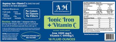 Ionic Iron + Vitamin C label