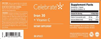 Iron 30 + Vitamin C label