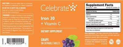 Iron 30 + Vitamin C Grape label