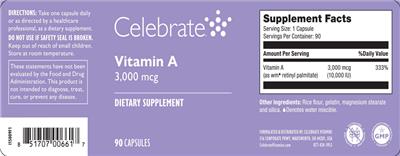 Vitamin A 3,000 mcg label