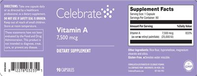 Vitamin A 7,500 mcg label