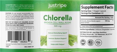 Chlorella 500 mg label