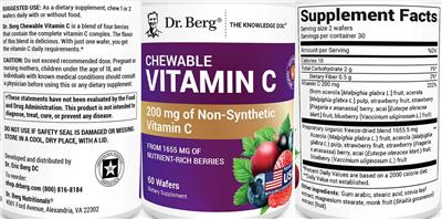 Chewable Vitamin C label
