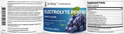 Electrolyte Powder Grape Flavor label