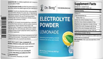 Electrolyte Powder Lemonade label