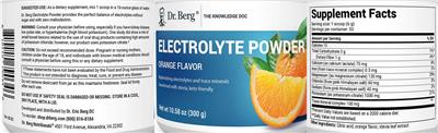 Electrolyte Powder Orange Flavor label