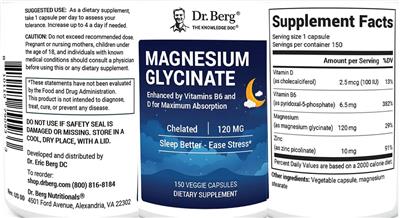 Magnesium Glycinate 120 mg label