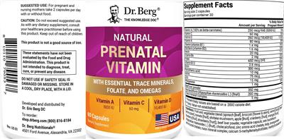 Natural Prenatal Vitamin label