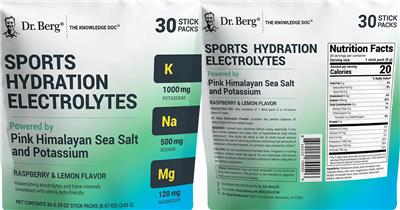 Sports Hydration Electrolyes Raspberry & Lemon Flavor label