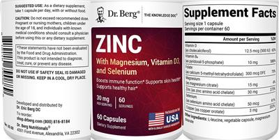 Zinc 30 mg label