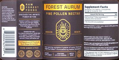 Forrest Aurum Pine Pollen Nectar Warm Ginger Citrus label