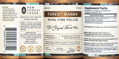 Forest Manna Royal Pine Pollen label
