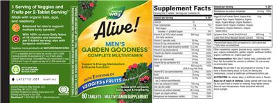 Alive! Garden Goodness Men's Multi-Vitamin label