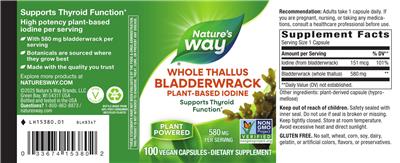 Bladderwrack Whole Thallus 580 mg label