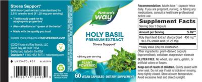Holy Basil 450 mg label