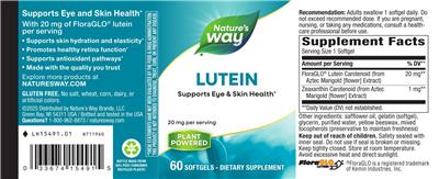 Lutein 20 mg label