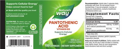 Pantothenic Acid label