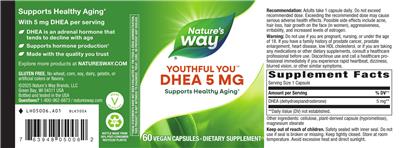 Youthful You DHEA 5 mg label