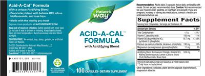 Acid-A-Cal Formula label