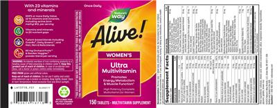 Alive! Women's Ultra Multivitamin label
