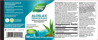 AloeLax with Fennel Seed 340 mg label