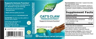 Cat's Claw 175 mg label