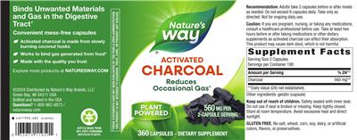Charcoal Activated 560 mg label
