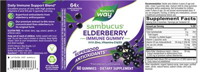 Sambucus Elderberry Immune Gummy label