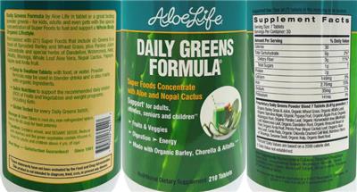 Daily Greens Formula label