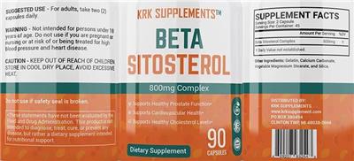 Beta Sitosterol 800 mg label
