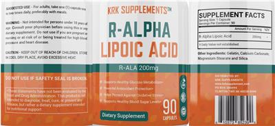 R-Alpha Lipoic Acid 200 mg label