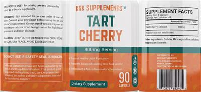 Tart Cherry 900 mg label